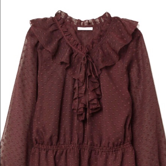 H&M Burgundy Flounced Dress - Picture 2 of 7